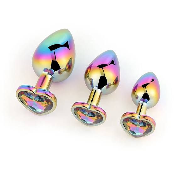 Metal Plug Rainbow Large Heart