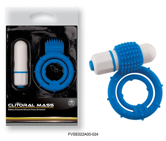 Clitoral Mass Vibrating Double Cock Ring Blue