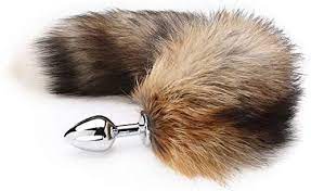 Fox Tail Silver Plug Real Fur Medium