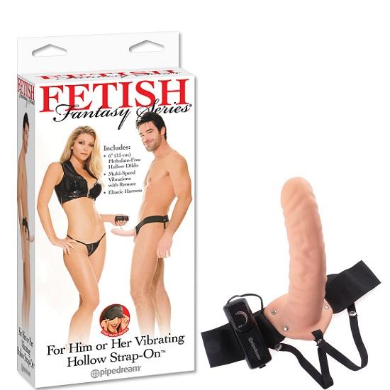 Fetish Fantasy For Him or Her Vibrating Hollow Strap On (6")