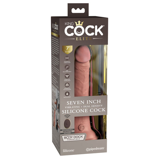 King Cock Elite 7" Vibrating Dual Density with Remote Dong