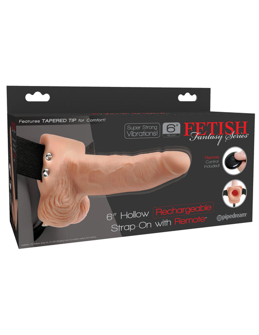 Fetish Fantasy 6" Hollow Rechargeable Strap On with Remote