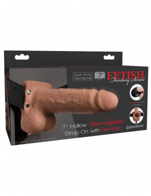 Fetish Fantasy 7" Hollow Rechargeable Strap On with Remote