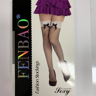 FenBao Stockings 5815 White with Black Bow